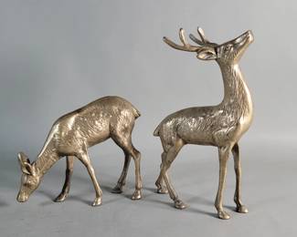 705 Lot 627 Pair of brass deer figures