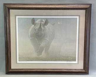 182 Lot 254 Robert Bateman Power Play Rhinoceros signed print