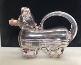 170 Lot 179 Vintage novelty hand blown glass dog decanter