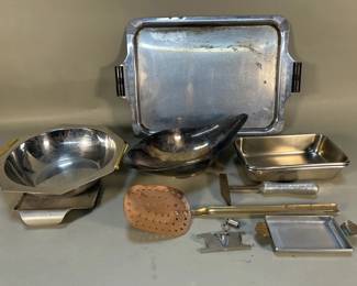 651 Lot 578 Group of silver plate and a aluminum art deco