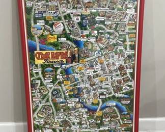 326 Lot 355h Framed Cedar Rapids Tours map poster