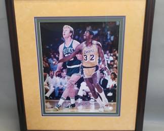 438 Lot 417 Dual autographed Larry Bird and Magic Johnson