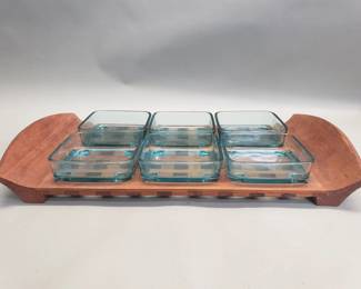 096 Lot 105 Mid century Modern Dansk teak lattice serving