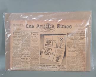 191 Lot 200 1933 Loa Angeles Times news paper