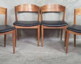 118 Lot 94 4 Mid century modern walnut and faux leather dining chairs