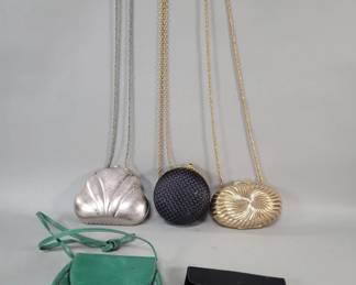 290 Lot 335 Metal leather fabric designer style handbags