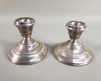 040 Lot 23 Sterling silver weighted candlesticks