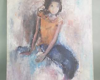 474 Lot 435 Vintage figurative abstract style oil on canvas