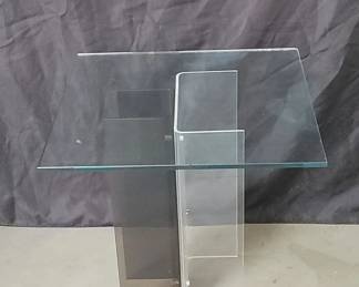259 Lot 312 Acrylic base side table with glass top