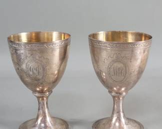 009 Lot 453 Pair of antique sterling silver David Orgell I Inc Los Angeles goblets Made in England