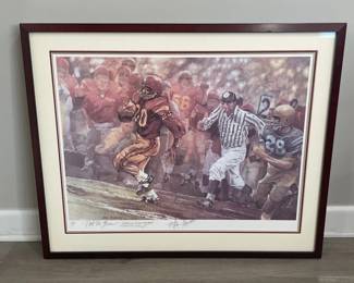 187 Lot 333h Framed and signed Mike Garrett USC running back lithograph