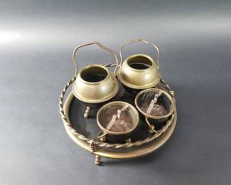 119 Lot 128 Vintage mid century brass tobacciano smoking set