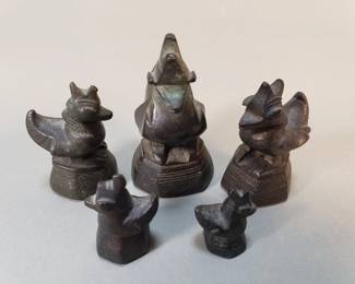 119 Lot 154 5 antique bronze figural opium weights