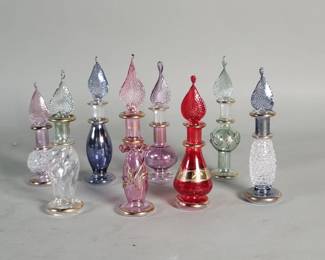 713 Lot 635 Eight hand blown perfume bottles