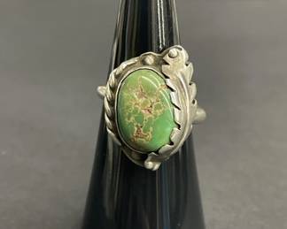 703 Lot 625h Vintage Navajo sterling silver and green