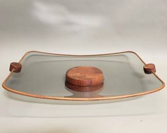 456 Lot 426 Ernest Sohn smoked glass and teak cheese serving