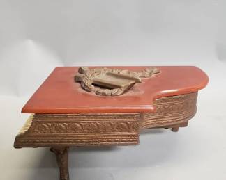 805 Lot 722 Vintage Swiss baby grand piano music and trinket