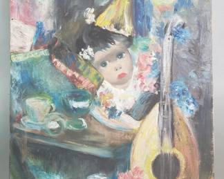 478 Lot 437 Vintage Italian Surrealist style oil on canvas