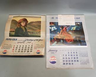 825 Lot 740 1946 and 1949 pepsicola calendars