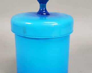 789 Lot 707 Vintage blue glass canister