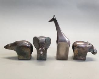 044 Lot 53 Group of Dansk silver plate animal figurines