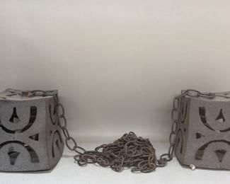 528 Lot 462 Hand carved stone hanging candleholders
