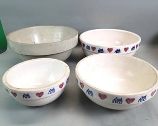 544 Lot 478 4 vintage stoneware mixing bowls