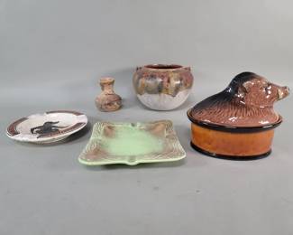 587 Lot 516 Group of vintage pottery ashtray vase and