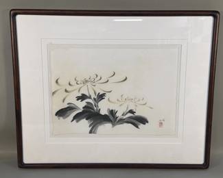 038 Lot 187 Vintage Katsumi Sugita ink and watercolor painting