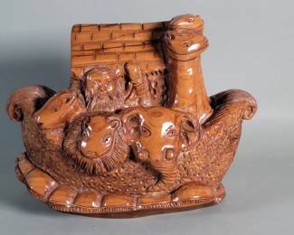 706 Lot 628 Carved olive wood Noah s Ark sculpture