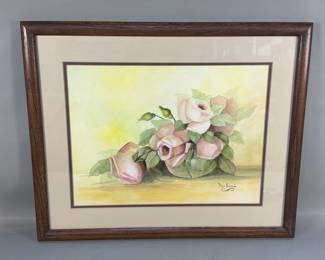 098 Lot 190 Signed Alice Sweede watercolor still life