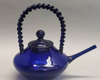 565 Lot 498 Indigo blue cobalt glass sake ewer