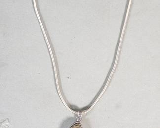 689 Lot 612u Sterling necklace with pyrite druzy pendant