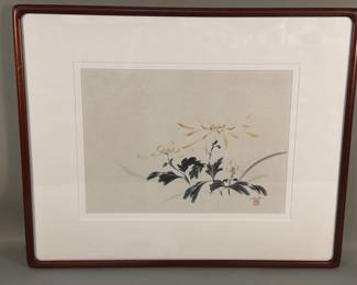 037 Lot 185 Vintage Katsumi Sugita signed ink and watercolor painting