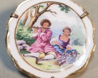 037 Lot 46 Limoges porcelain brooch made in France