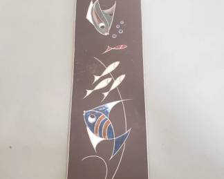 476 Lot 436 Signed Mid century Modern ceramic wall plaque