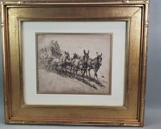403 Lot 400 Vintage John Edward Borein etching The Overland