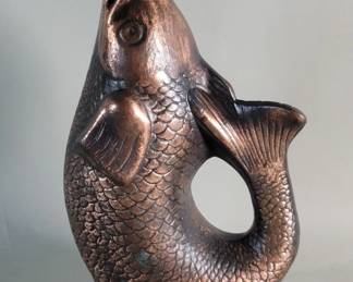 702 Lot 625 Vintage copper koi figural vase