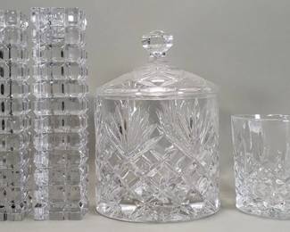 530 Lot 464 Waterford Whiskey tumbler Mikasa candleholders