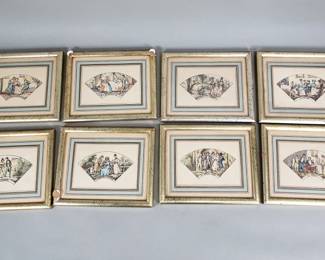 803 Lot 720 Group of vintage fan shaped etchings