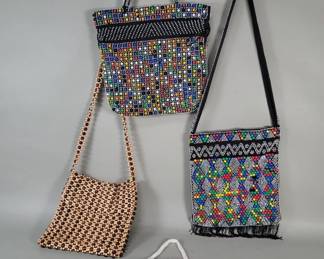 314 Lot 349 Vintage multicolored candy dot beaded tote bags