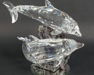 082 Lot 47 Swarovski Soulmates Dolphins crystal figurine