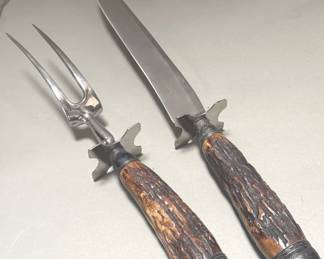 064 Lot 73 Vintage John Hasselbring stag horn antler meat
