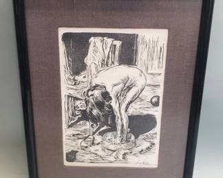 073 Lot 110 Signed Hans Soltmann woodcut print