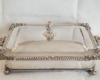 161 Lot 414h Antique silver plate British dish warmer