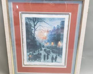105 Lot 669 Avi Thaw signed Winter in Manhattan aquatint etching