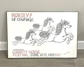 061 Lot 357h Framed pencil signed Charity Horse Festival print