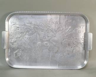 088 Lot 97 Mid century hand hammered aluminum serving tray
