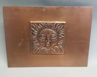056 Lot 604 Mid century Modern Rudy Hajnal copper sun plaque