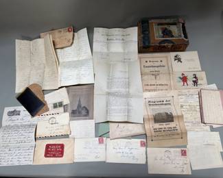 166 Lot 60 Victor Thorsch Co antique cigar box with papers